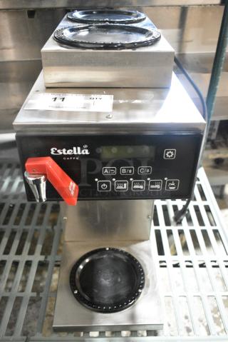 Estella AIG3DAF Stainless Steel Commercial Countertop 3 Burner Coffee Machine w/ Hot Water Dispenser. 120 Volts, 1 Phase.