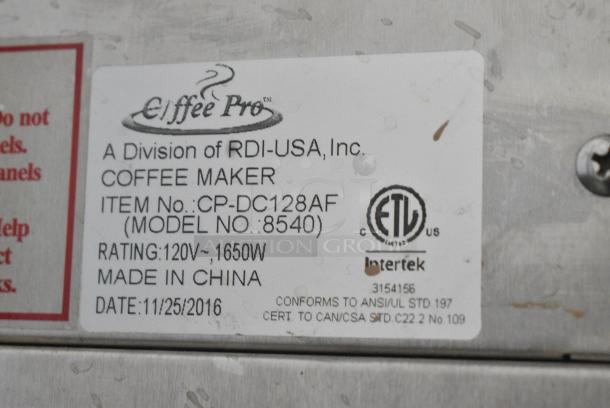 Coffee Pro 8540 Stainless Steel Commercial Countertop Coffee Machine w/ Hot Water Dispenser. 120 Volts, 1 Phase. - Image 7 of 7