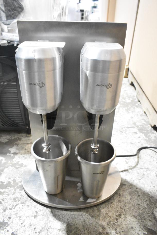 AvaMix DM-B-21C Stainless Steel Commercial Countertop 2 Head Drink Mixer w/ 2 Stainless Steep Cups. 110-120 Volts, 1 Phase. Tested and Working! - Image 1 of 7