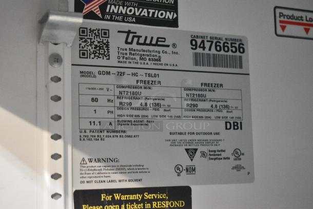 2018 True GDM-72F-HC Metal Commercial 3 Door Reach In Freezer Merchandiser w/ Poly Coated Racks. 115/208-230 Volts, 1 Phase. Tested and Working! - Image 7 of 7