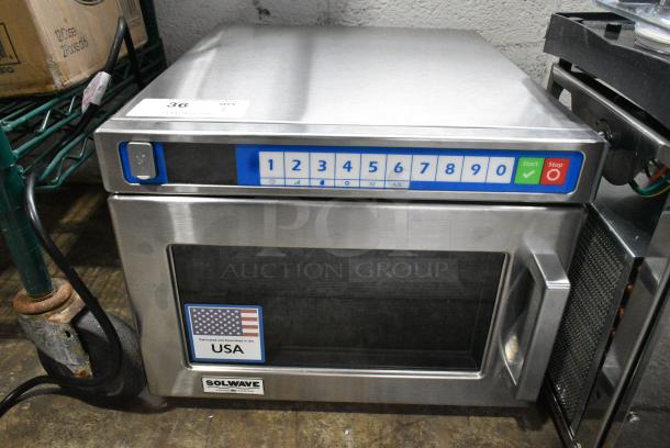 BRAND NEW SCRATCH AND DENT! 2025 Solwave SWAHD21 Stainless Steel Commercial Countertop Microwave Oven. 208/240 Volts, 1 Phase. - Image 1 of 4
