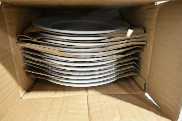 3 BRAND NEW SCRATCH AND DENT! Boxes of 12 White Ceramic Plates. 3 Times Your Bid! - Image 1 of 2