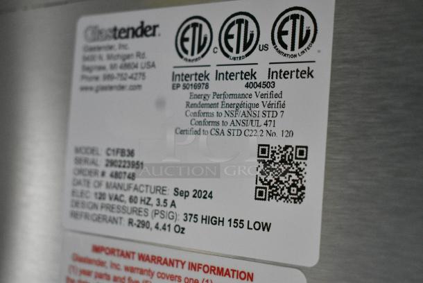 BRAND NEW SCRATCH AND DENT! 2024 Glastender C1FB36 Single Door Undercounter Cooler. 115 Volts, 1 Phase. Tested and Working! - Image 5 of 8