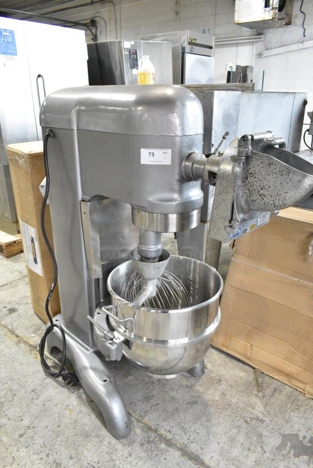 Hobart H-600 Metal Commercial Floor Style 60 Quart Planetary Dough Mixer w/ Stainless Steel Mixing Bowl. Dough Hook, Whisk and Pelican Head Attachments. 115/125 Volts, 1 Phase. - Image 1 of 5