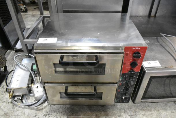 2024 Crosson CPO-320 Stainless Steel Commercial Countertop Electric Powered Double Deck Pizza Oven w/ Broken Cooking Stones. 120 Volts, 1 Phase. Tested and Working! - Image 1 of 6