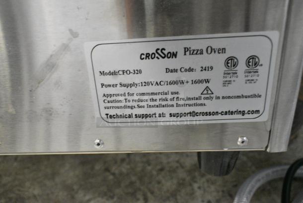 2024 Crosson CPO-320 Stainless Steel Commercial Countertop Electric Powered Double Deck Pizza Oven w/ Broken Cooking Stones. 120 Volts, 1 Phase. Tested and Working! - Image 6 of 6