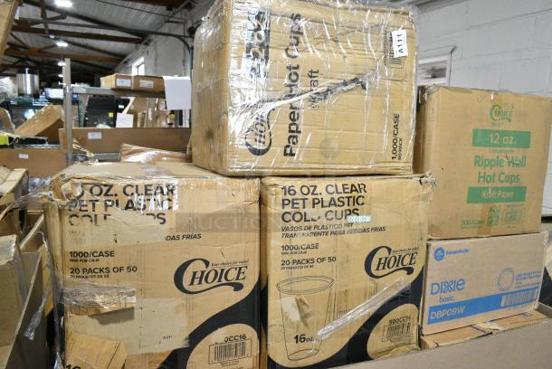 15 BRAND NEW SCRATCH AND DENT! Items Including 2 500CC16 Choice Clear PET Customizable Plastic Cold Cup - 16 oz. - 1000/Case, 50012RIPKRFT EcoChoice 12 oz. Double Wall Kraft Compostable Paper Hot Cup - 500/Case, 612605070 Choice Full Size Foil Steam Table Pan Deep 3 3/8" Depth - Full Size Deep - 50/Case. 15 Times Your Bid! - Image 2 of 5