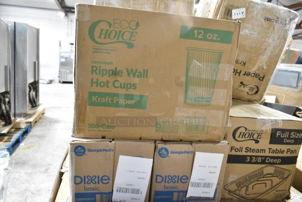 15 BRAND NEW SCRATCH AND DENT! Items Including 2 500CC16 Choice Clear PET Customizable Plastic Cold Cup - 16 oz. - 1000/Case, 50012RIPKRFT EcoChoice 12 oz. Double Wall Kraft Compostable Paper Hot Cup - 500/Case, 612605070 Choice Full Size Foil Steam Table Pan Deep 3 3/8" Depth - Full Size Deep - 50/Case. 15 Times Your Bid! - Image 4 of 5