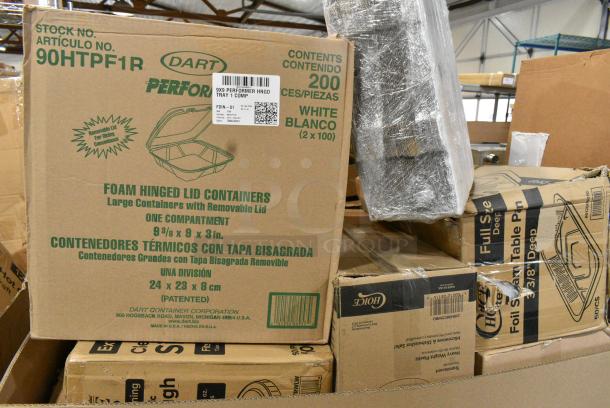 18 BRAND NEW SCRATCH AND DENT! Items Including 2 Dart 90HTPF1R White Foam Square Take Out Container with Hinged Lid 9" x 9" x 3" - 200/Case, 500LSTRWLW Choice 9, 12, 16, 20, and 24 oz. Clear Sip-Through Lid with Extra-Wide Opening - 1000/Case, 128HD8COMBO Choice Heavy Duty 8 oz. Microwavable Translucent Plastic Deli Container and Lid Combo Pack - 240/Case. 18 Times Your Bid! - Image 2 of 6