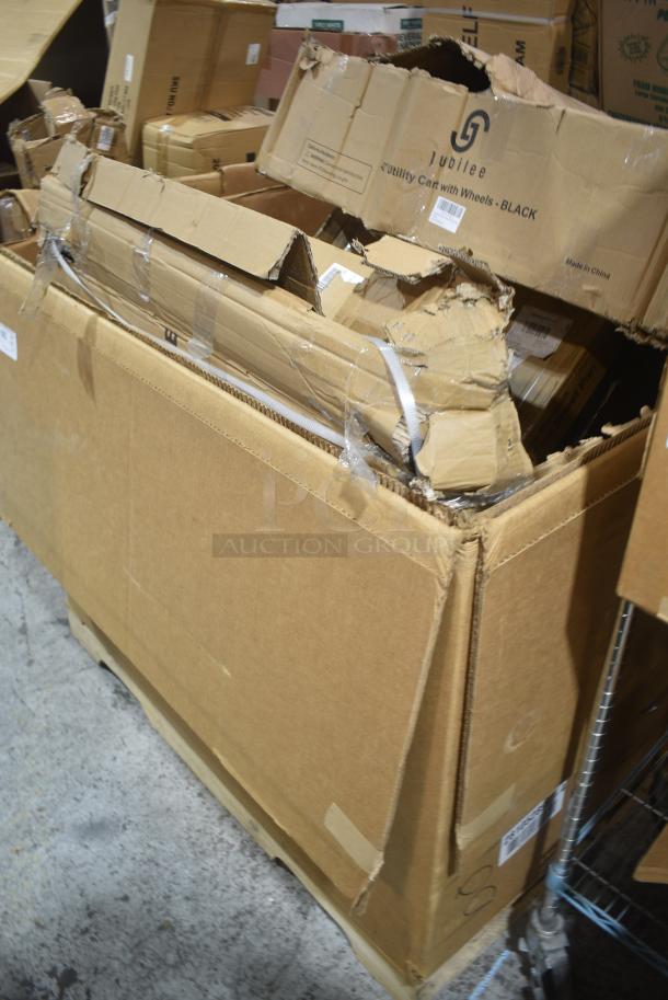 12 BRAND NEW SCRATCH AND DENT! Items Including Jubilee Utilty Cart, Choice Full Baking Pans, 4070110 Choice Full Size Stainless Steel Solid Steam Table / Hotel Pan Cover, 164TCOLROD25 Lancaster Table & Seating 25 3/16" Standard Height Table Base Column and Rod, 3 600IB1824LID Regency Stainless Steel Sliding Lid for 18" x 24" Underbar Ice Bin, 522CS12424 Steelton 29 1/2" 18-Gauge Stainless Steel One Compartment Commercial Sink without Drainboard - 24" x 24" x 12" Bowl, 600TS3636S Regency 36" x 36" 16 Gauge Stainless Steel Commercial Work Table with Undershelf. 12 Times Your Bid! - Image 3 of 10