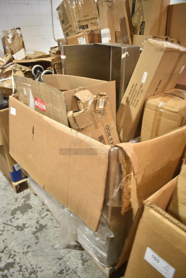 12 BRAND NEW SCRATCH AND DENT! Items Including Wood Kneeling Chair, 612509LCO Choice 9" Round Standard Weight Foil Take-Out Pan with Board Lid - 200/Case, 600HSMS1848 Regency Wall-Mounted 48" x 17 1/2" Hand Sink for (2) 8" Center Faucets, 92246320 Choice Deluxe 8 Qt. Full Size Gold Accent Chafer. 12 Times Your Bid! - Image 3 of 9