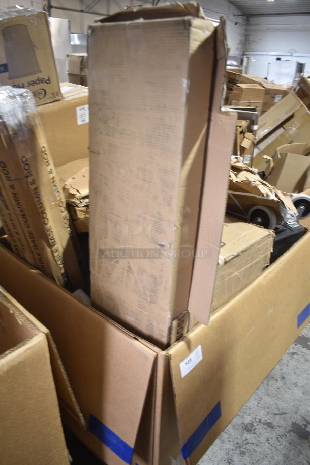 8 BRAND NEW SCRATCH AND DENT! Items Including 164TCOLROD3 Lancaster Table & Seating 37 1/2" Bar Height Table Base Column and Rod, 522UIB1836 Steelton 18" x 36" Underbar Ice Bin with Bottle Holders - 119 lb., Cambro CD160110 Black Camdolly for Cambro Camcarriers, 6000SM242412 Sink, Avantco 178SSDOS6012 Stainless Steel Double Deck Overshelf - 12" x 60". 8 Times Your Bid! - Image 2 of 8