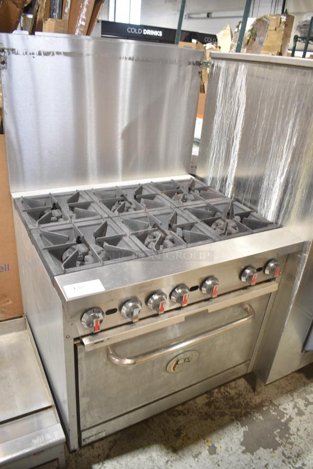 Cooking Performance Group CPG 351S36L Stainless Steel Commercial Propane Gas Powered 6 Burner Range w/ Oven and Back Splash. 210,000 BTU. - Image 1 of 9