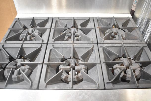Cooking Performance Group CPG 351S36L Stainless Steel Commercial Propane Gas Powered 6 Burner Range w/ Oven and Back Splash. 210,000 BTU. - Image 5 of 9