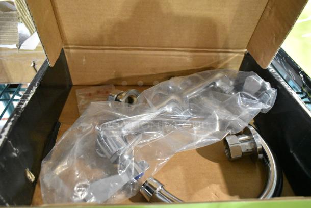 BRAND NEW SCRATCH AND DENT! Regency 600FW86G Wall Mount Faucet with 8" Centers and 6" Swivel Gooseneck Spout - Image 1 of 3