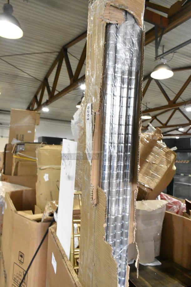 8 BRAND NEW SCRATCH AND DENT! Items Including Chrome Finish Poles, 109APR1826L Regency 20 Pan Side Load Bun / Sheet Pan Rack - Unassembled. 8 Times Your Bid! - Image 5 of 7