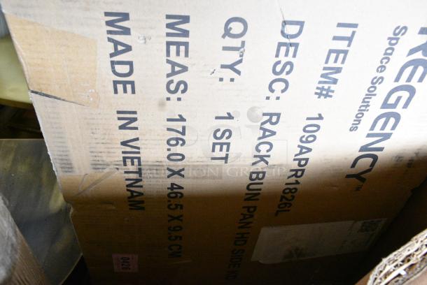 8 BRAND NEW SCRATCH AND DENT! Items Including Chrome Finish Poles, 109APR1826L Regency 20 Pan Side Load Bun / Sheet Pan Rack - Unassembled. 8 Times Your Bid! - Image 7 of 7