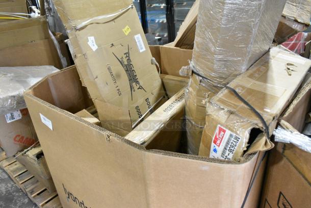 10 BRAND NEW SCRATCH AND DENT! Items Including Regency 600DOS1860 Stainless Steel Double Deck Overshelf - 18" x 60" x 32", 522ETSG3036 Steelton 30" x 36" 18 Gauge 430 Stainless Steel Work Table with Undershelf, 2 Regency 460SS2424 Spec Line 24" Wide NSF Stainless Steel Solid Shelf. 10 Times Your Bid! - Image 3 of 8