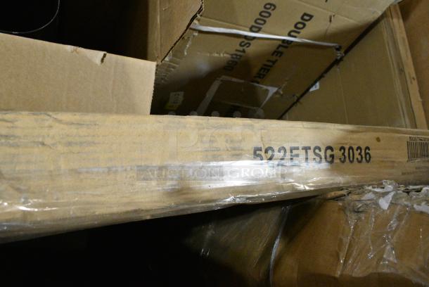 10 BRAND NEW SCRATCH AND DENT! Items Including Regency 600DOS1860 Stainless Steel Double Deck Overshelf - 18" x 60" x 32", 522ETSG3036 Steelton 30" x 36" 18 Gauge 430 Stainless Steel Work Table with Undershelf, 2 Regency 460SS2424 Spec Line 24" Wide NSF Stainless Steel Solid Shelf. 10 Times Your Bid! - Image 4 of 8