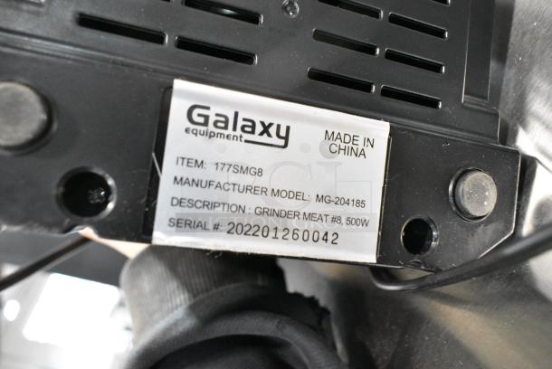 BRAND NEW SCRATCH AND DENT! Galaxy 177SMG8 #8 Electric Meat Grinder Base. 120 Volts, 1 Phase. Tested and Working! - Image 3 of 3