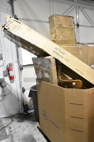 10 BRAND NEW SCRATCH AND DENT! Items Including 600PS1272 Regency 12" Wide Stainless Steel Wall Mounted Pot Rack with Shelf and 18 Galvanized Hooks, 600T3060G Regency 30" x 60" 18-Gauge 304 Stainless Steel Commercial Work Table with Galvanized Legs and Undershelf. 10 Times Your Bid!