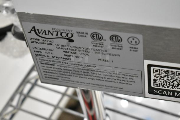 BRAND NEW SCRATCH AND DENT! 2024 Avantco 184T140 Stainless Steel Commercial 10" Wide Conveyor Toaster with 3" Opening. 300 Slices per Hour. 120 Volts, 1 Phase. Tested and Working! - Image 4 of 5