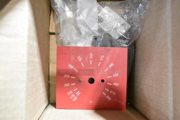 BRAND NEW SCRATCH AND DENT! Cooking Performance Group 351124365 Retrofit Temperature Dial Sticker for FGC and FEC Series and Cooking Performance Group 351150756 Retrofit Thermostat Mounting Bracket for FGC and FEC Series - Image 1 of 3