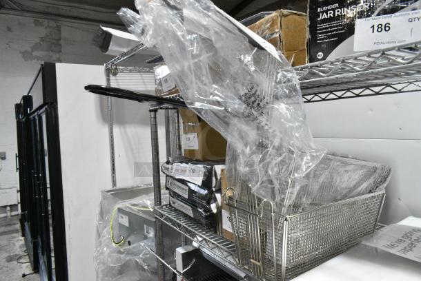 2 BRAND NEW SCRATCH AND DENT! 190FB1466 13 1/2" x 6 1/4" x 6" Half Size Fryer Basket with Back Hook. 2 Times Your Bid! - Image 2 of 3