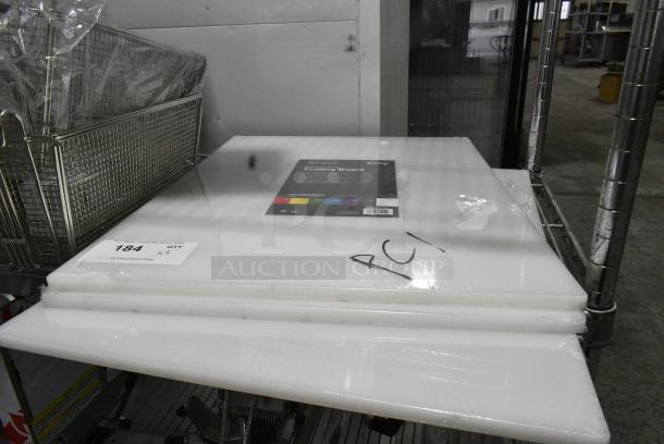 3 BRAND NEW SCRATCH AND DENT! 40724165WH Choice 24" x 18" x 1/2" White Polyethylene Cutting Board. 3 Times Your Bid! - Image 1 of 2