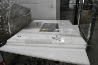 3 BRAND NEW SCRATCH AND DENT! 40724165WH Choice 24" x 18" x 1/2" White Polyethylene Cutting Board. 3 Times Your Bid!