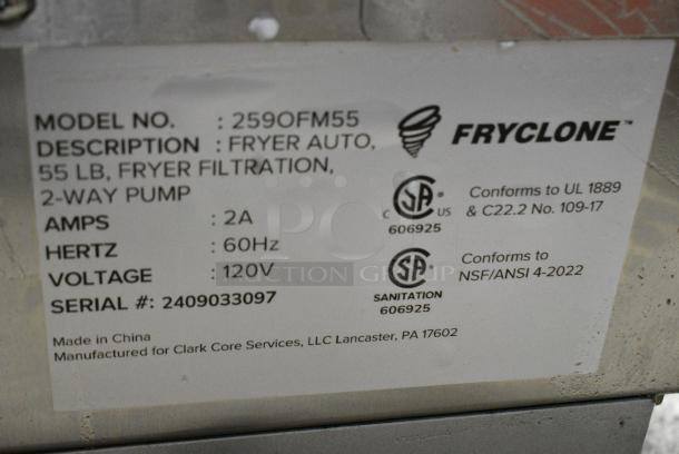 BRAND NEW SCRATCH AND DENT! 2024 Fryclone 259OFM55 55 lb. Low-Profile Portable Fryer Oil Filter Machine with 2-Way Pump. 120 Volts, 1 Phase. - Image 6 of 7