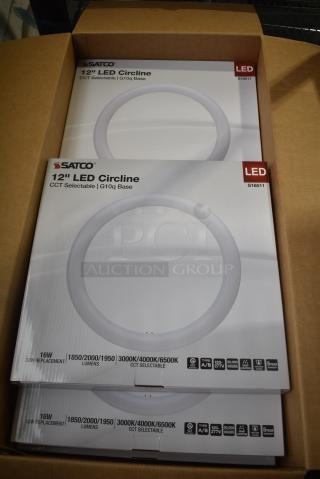 Box of BRAND NEW SCRATCH AND DENT! Satco 16W T9 Circline Frosted LED Light Bulb with 3 Color Temperatures S16511 - 120-277V - 12/Case 566S16511