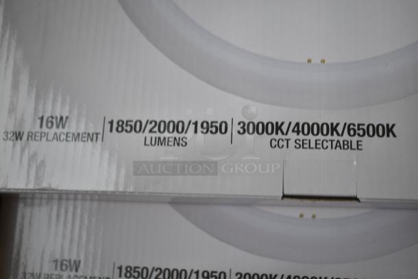 Box of BRAND NEW SCRATCH AND DENT! Satco 16W T9 Circline Frosted LED Light Bulb with 3 Color Temperatures S16511 - 120-277V - 12/Case 566S16511 - Image 2 of 6
