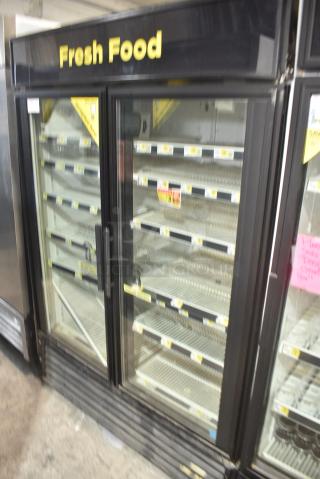True GDM-49 Metal Commercial 2 Door Reach In Cooler Merchandiser w/ Poly Coated Racks. 115 Volts, 1 Phase. Tested and Working!
