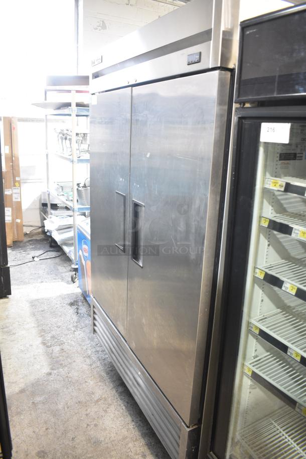 2019 True T-49F-HC Stainless Steel Commercial 2 Door Reach In Freezer w/ Poly Coated Racks on Commercial Casters. 115 Volts, 1 Phase. Tested and Working! - Image 1 of 9