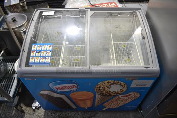 AHT RIO S 100 Metal Commercial 2 Door Chest Freezer Merchandiser w/ Baskets. 115 Volts, 1 Phase. Tested and Working! - Image 1 of 7