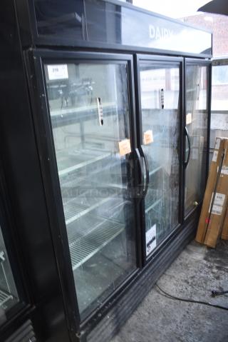 2019 True GDM-72-HC Metal Commercial 3 Door Reach In Cooler Merchandiser w/ Poly Coated Racks. 115 Volts, 1 Phase. Tested and Working!