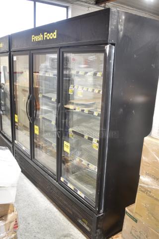 2019 True GDM-72-HC Metal Commercial 3 Door Reach In Cooler Merchandiser w/ Poly Coated Racks. 115 Volts, 1 Phase. Tested and Working!