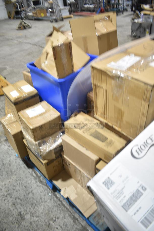 33 BRAND NEW SCRATCH AND DENT! Items Including AvaValley 34262596 Wood Shelf for WRC46 Wine Refrigerators, 17620STPEBAM Choice 20 oz. Amber Plastic Pebbled Tumbler - 12/Pack, Libbey Embassy 5.5 oz. Coupe Glass - 36/Case, 375CS90GBL GET CS-90-GBL Pottery Market 9" Matte Speckled Grayish Blue Melamine Coupe Dinner Plate - 12/Pack, 5535032SC Acopa Lore 26 oz. Fluted Glass Carafe with Cork Lid - 6/Case, 475SQ35BLREC WASTECAN 35 GAL SQUARE BLUE REC LAVEX, 772ASCLSA13 RAK Porcelain Classic Polaris 5" Bright White Porcelain Espresso Cup Saucer - 12/Case, 922CU30SS Choice Deluxe Stainless Steel 48 Cup Coffee Chafer Urn with Chrome Accents - 3 Gallon. 33 Times Your Bid! - Image 3 of 13