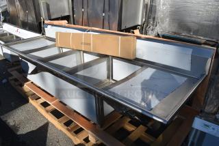 BRAND NEW SCRATCH AND DENT! Regency Stainless Steel 3 Bay Sink w/ Dual Drain Boards.
