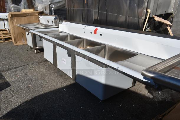 BRAND NEW SCRATCH AND DENT! Advance Tabco FC-3-1818-18RL Three Compartment Stainless Steel Commercial Sink with Two Drainboards - 90" Long, 18" x 18" x 14" Compartments - Image 3 of 9