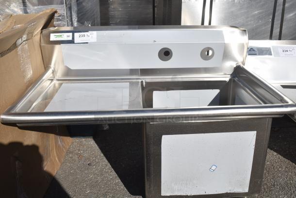 BRAND NEW SCRATCH AND DENT! Regency 600S1181818L Stainless Steel Single Bay Sink w/ Left Side Drain Board. - Image 1 of 9