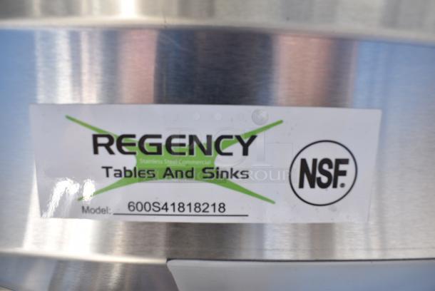 BRAND NEW SCRATCH AND DENT! Regency 600S41818218 94" 16 Gauge Stainless Steel Three Compartment Commercial Sink with Cross Bracing and 2 Drainboards - 18" x 18" x 14" Bowls. No Legs. - Image 8 of 8