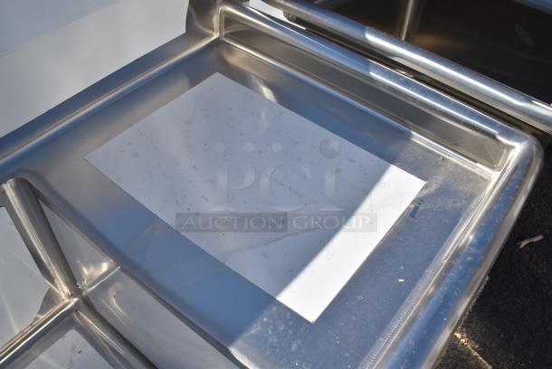 BRAND NEW SCRATCH AND DENT! Steelton 522CS31818LR 90" 18-Gauge Stainless Steel Three Compartment Commercial Sink with 2 Drainboards - 18" x 18" x 12" Bowls. No Legs. - Image 6 of 8