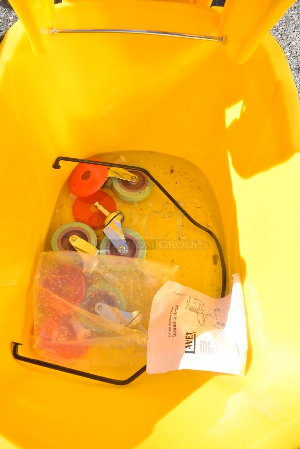 BRAND NEW SCRATCH AND DENT! Lavex Yellow Poly Mop Bucket w/ Wringing Attachment. - Image 4 of 6