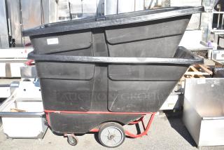 2 BRAND NEW SCRATCH AND DENT! Lavex Black Poly 2,100 Pound Capacity Tilt Truck. 2 Times Your Bid!