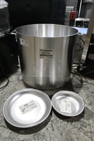 3 BRAND NEW SCRATCH AND DENT! Items Including 471SP120QTHD Choice 120 Qt. Heavy Weight Aluminum Stock Pot, 176SFD10TRY Choice 10" x 2" Aluminum Tray, 48 oz, 176SFD14TRY Choice 13 3/4" x 2" Aluminum Tray, 96 oz.. 3 Times Your Bid!