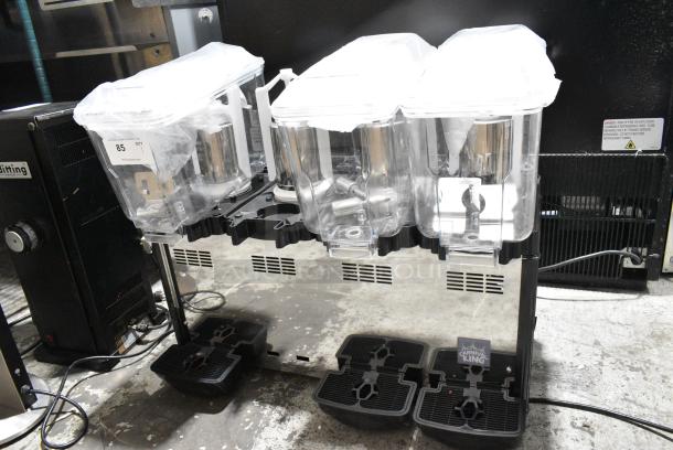 BRAND NEW SCRATCH AND DENT! 2024 Carnival King COLDREAM 4M 382RBD3G4 Quadruple 3 Gallon Bowl Refrigerated Beverage Dispenser. Missing 1 Hopper. Tested and Powers On But Does Not Get Cold - Image 1 of 8