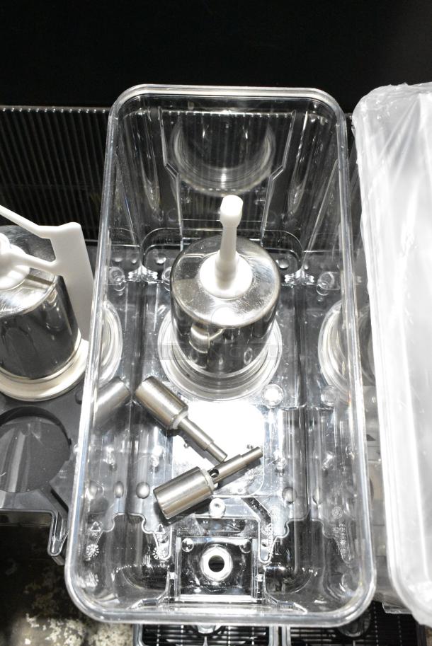 BRAND NEW SCRATCH AND DENT! 2024 Carnival King COLDREAM 4M 382RBD3G4 Quadruple 3 Gallon Bowl Refrigerated Beverage Dispenser. Missing 1 Hopper. Tested and Powers On But Does Not Get Cold - Image 5 of 8