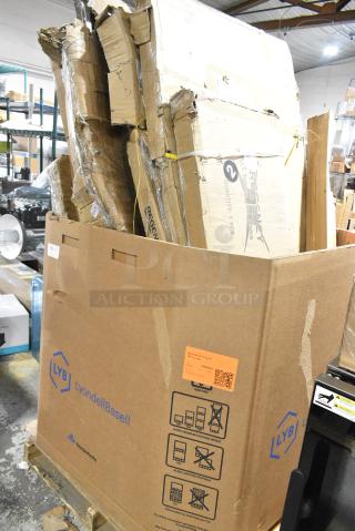 12 BRAND NEW SCRATCH AND DENT Items Including 600TSB3048S Regency 30" x 48" 16-Gauge Stainless Steel Commercial Work Table with 4" Backsplash and Undershelf, 427SM3636VE Lancaster Table & Seating Excalibur 36" x 36" Square Table Top with Smooth Versilla Finish, 460EB2448 Regency 24" x 48" NSF Black Epoxy Wire Shelf, 34930RBBVIN Lancaster Table & Seating 30" Round Wood Butcher Block Table Top with Vintage Finish, 600DOS1848 Regency Stainless Steel Double Deck Overshelf - 18" x 48" x 32", 600T3072G Regency 30" x 72" 18-Gauge 304 Stainless Steel Commercial Work Table with Galvanized Legs and Undershelf, 712B5548 Steelton Stainless Steel Single Tier Speed Rail - 48". 12 Times Your Bid!